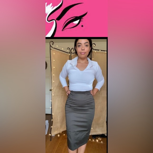 Vixen By Micheline Pitt Pencil Dark Green Skirt - Picture 10 of 14